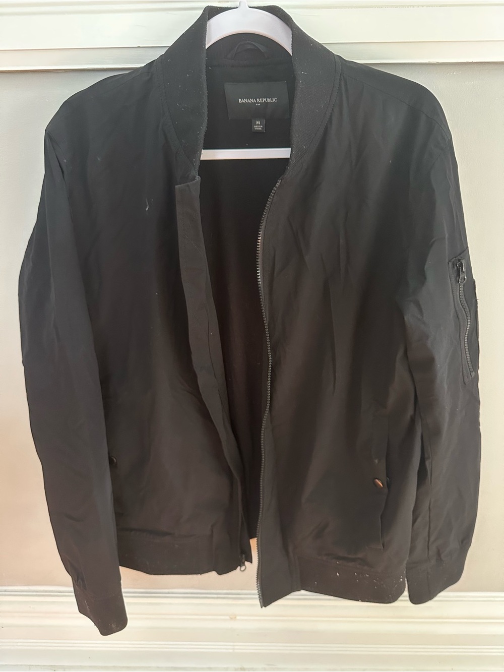 Banana Republic Black Men's Bomber Jacket with Sleeve Zip